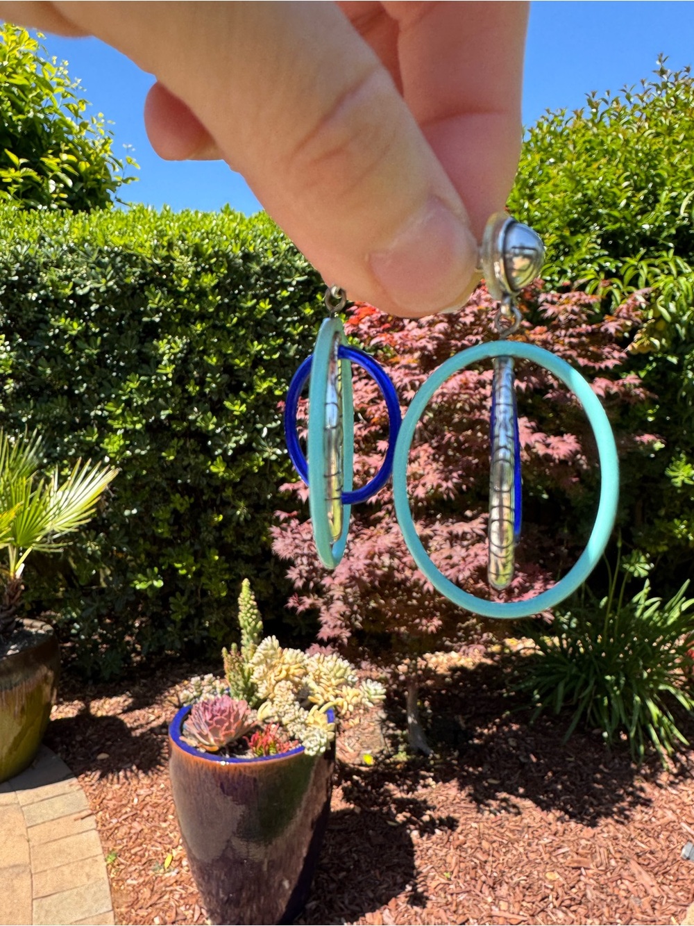 Brighton Blue & Teal Hoop Drop Earrings - Picture 4 of 7